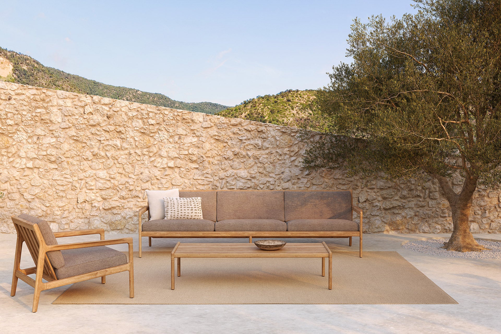 Jack Indoor / Outdoor Teak Sofa, 3 - Seater, Mocha