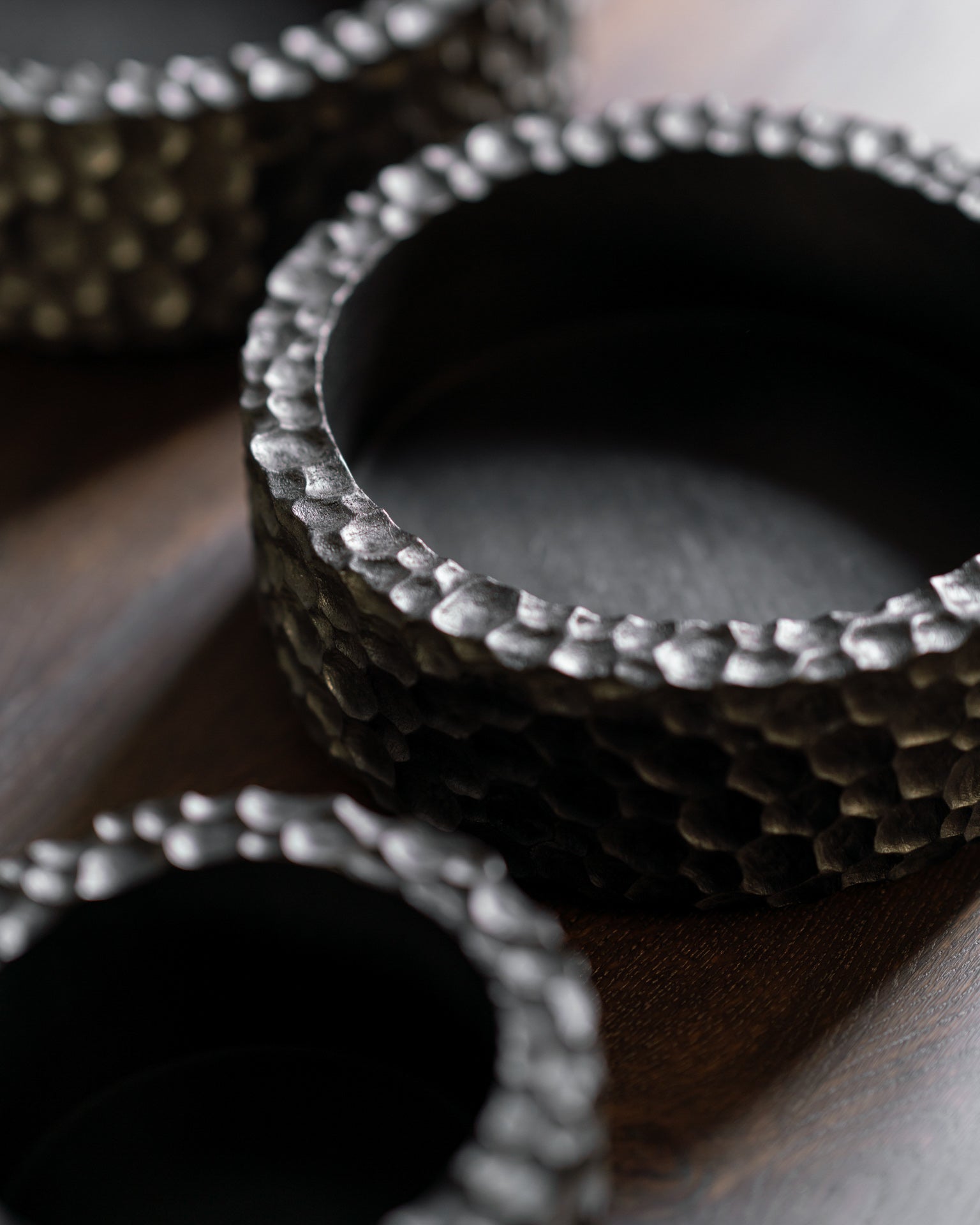 Mahogany Chopped Display Bowl Set in Black White Cliff Studio Bowls and Trays