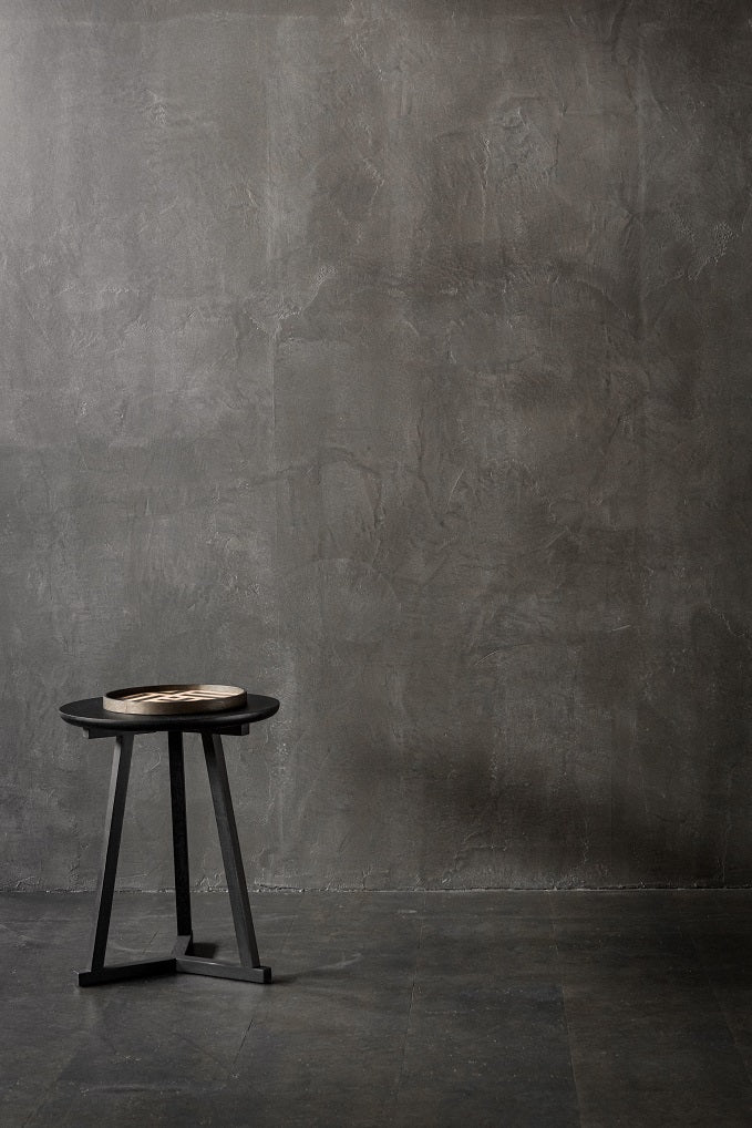 Tripod Small Round Side Table, Black Oak