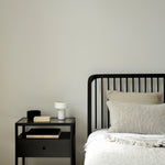 Spindle Black Oak & Glass Bedside Table / Nightstand