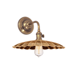 Heirloom Wall Sconce in Aged Brass, Scalloped White Cliff Studio Wall Lighting