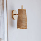 Delran Rattan and Brass Wall Sconce