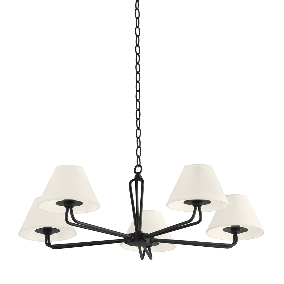 Brooke Chandelier in Black Iron, Small White Cliff Studio Chandelier