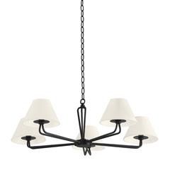 Brooke Chandelier in Black Iron, Small White Cliff Studio Chandelier