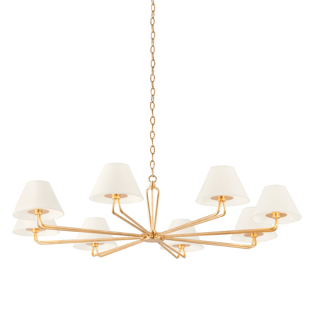 Brooke Chandelier in Vintage Gold Leaf, Large White Cliff Studio Chandelier