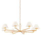 Brooke Chandelier in Vintage Gold Leaf, Large White Cliff Studio Chandelier