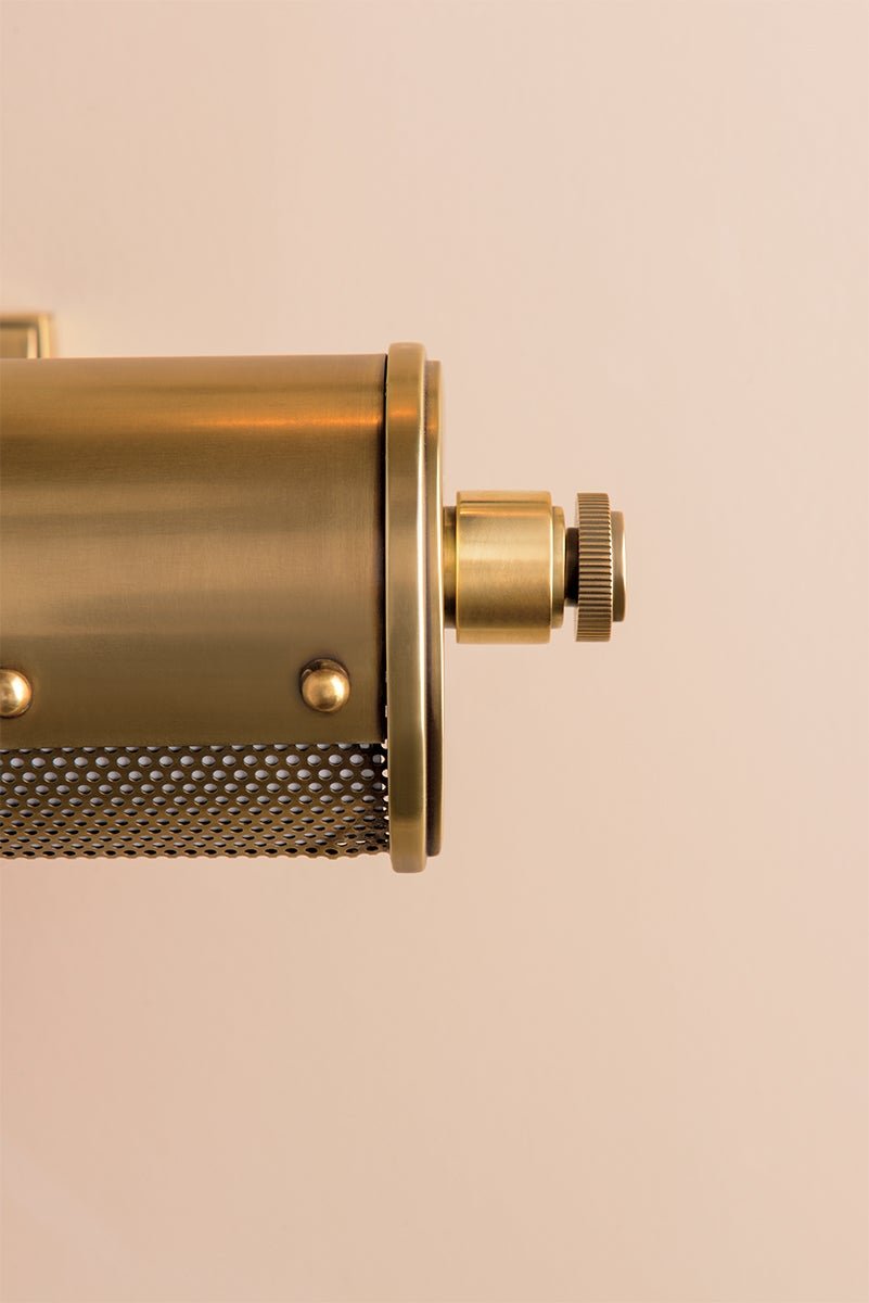 Tucker Picture Light in Aged Brass, Medium