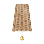 Vayda Rattan and Brass Wall Sconce White Cliff Studio Wall Lighting