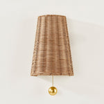 Vayda Rattan and Brass Wall Sconce White Cliff Studio Wall Lighting