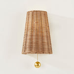 Vayda Rattan and Brass Wall Sconce White Cliff Studio Wall Lighting