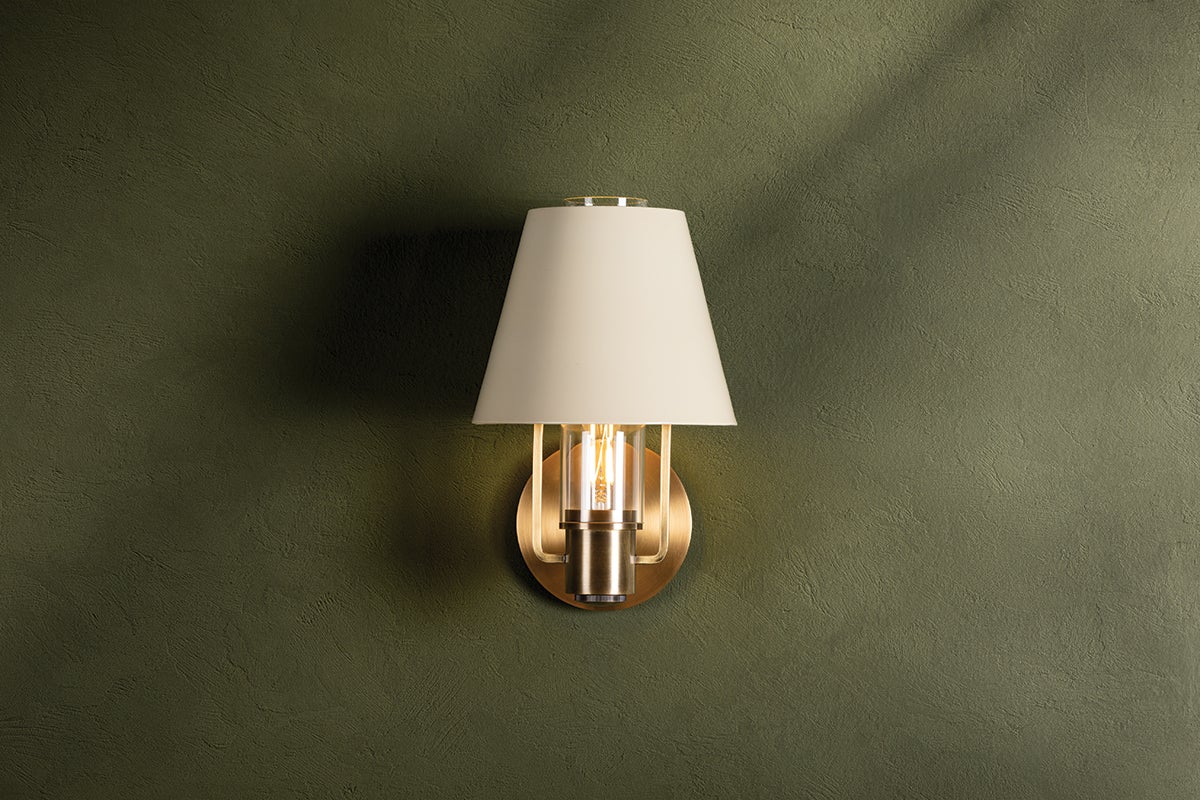 Cassette Wall Sconce in Patina Brass
