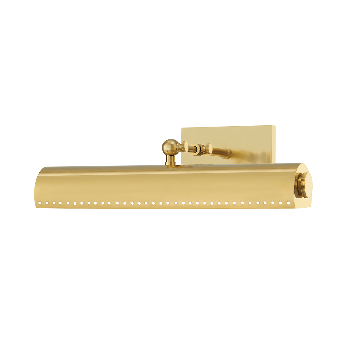 Weldon Picture Light in Aged Brass, Small White Cliff Studio Wall Lighting