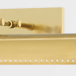 Weldon Picture Light in Aged Brass, Small White Cliff Studio Wall Lighting