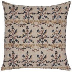 Manda Linen Block Print Throw Pillow Cover, Natural White Cliff Studio Floral Pillows