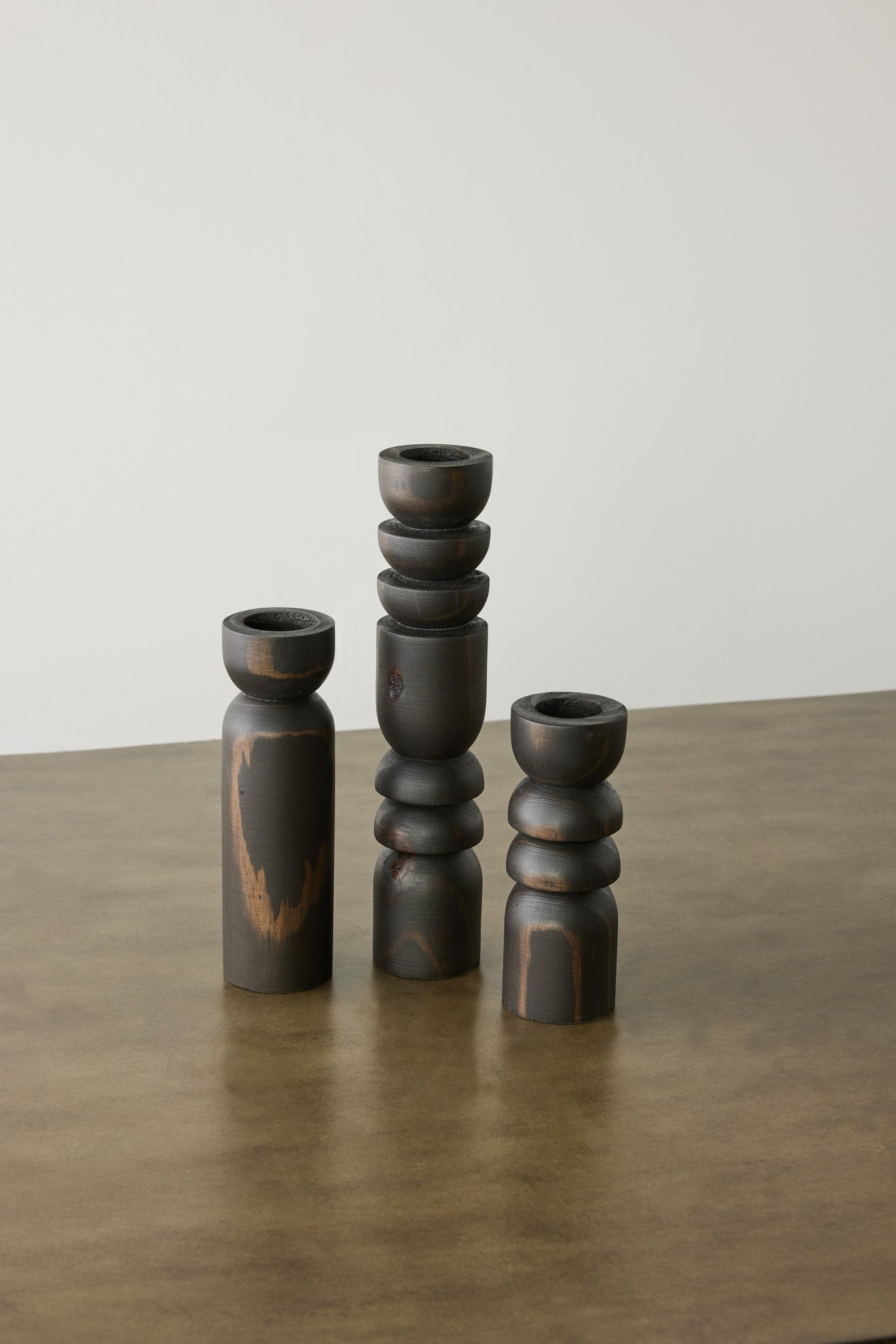 Abstract Wooden Tealight Totem Candle Holder White Cliff Studio Candles and Candle Accessories