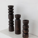 Abstract Wooden Tealight Totem Candle Holder White Cliff Studio Candles and Candle Accessories