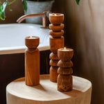 Abstract Wooden Tealight Totem Candle Holder White Cliff Studio Candles and Candle Accessories