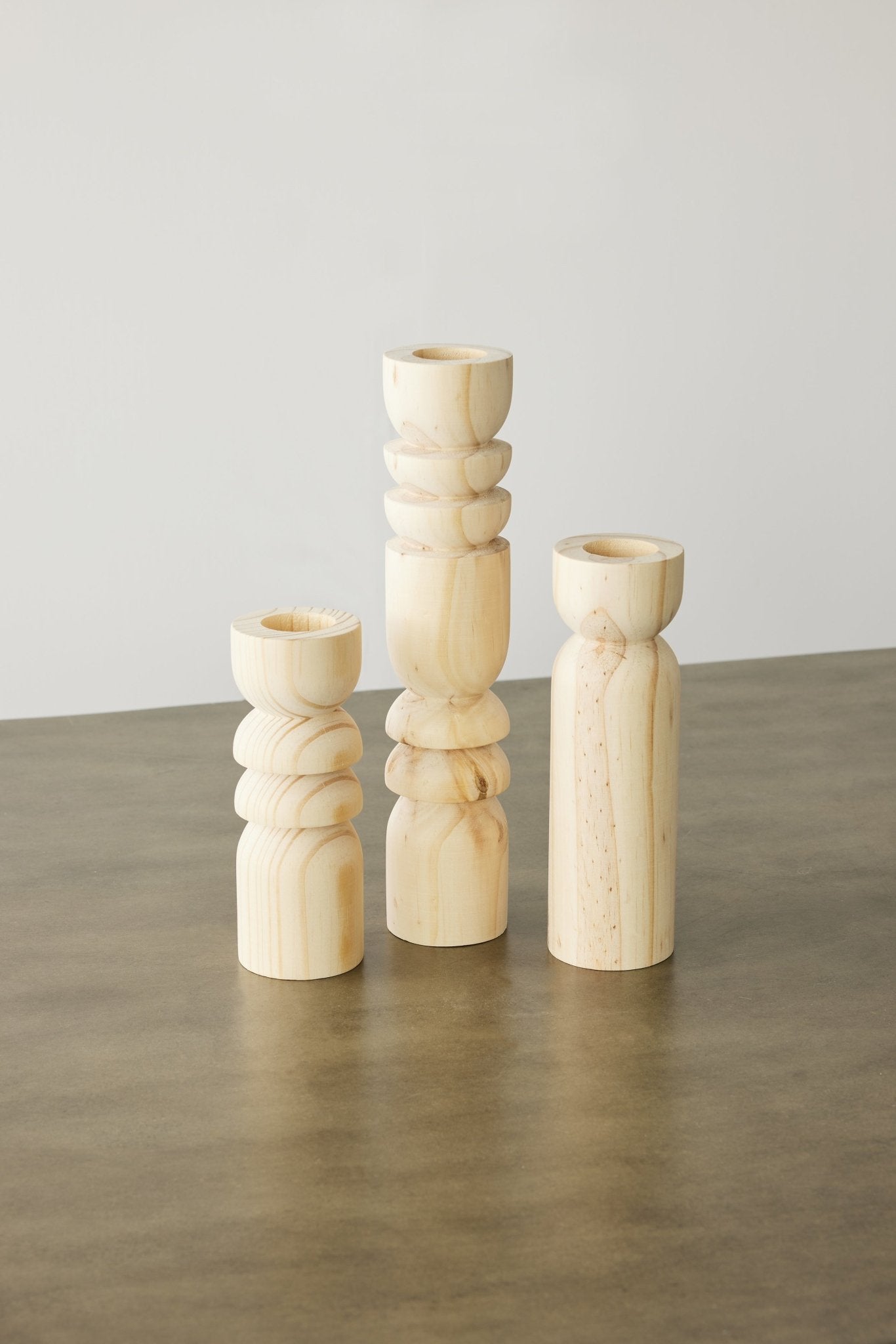Abstract Wooden Tealight Totem Candle Holder White Cliff Studio Candles and Candle Accessories