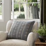 Amber Lewis x Loloi PAL0007 Denim 22" x 22" Cover Only Pillow White Cliff Studio Patterned Pillows