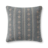 Amber Lewis x Loloi PAL0007 Denim 22" x 22" Cover Only Pillow White Cliff Studio Patterned Pillows