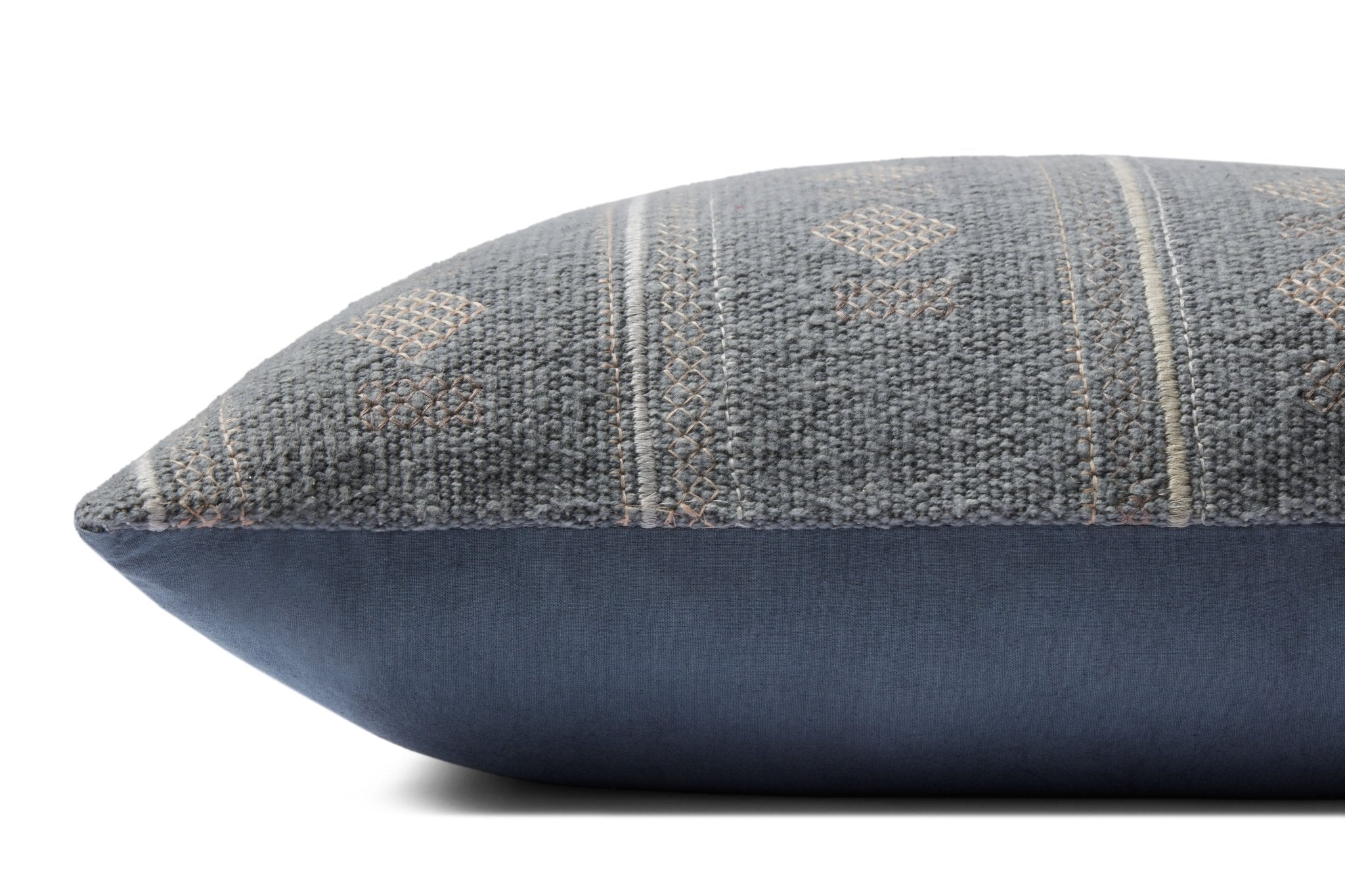 Amber Lewis x Loloi PAL0007 Denim 22" x 22" Cover Only Pillow White Cliff Studio Patterned Pillows
