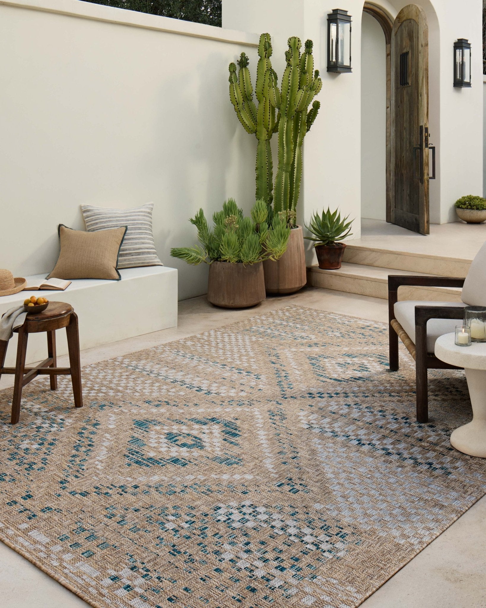 Amber Lewis x Loloi Topanga Natural / Aqua Rug