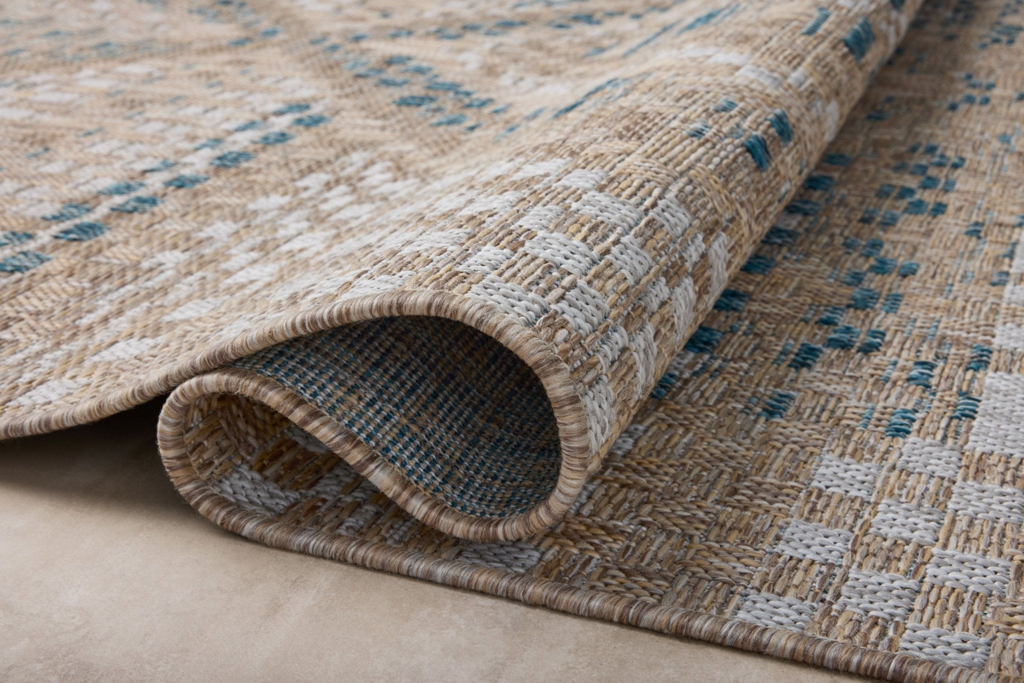 Amber Lewis x Loloi Topanga Natural / Aqua Rug