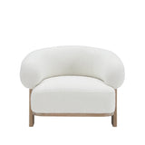 Ava Boucle Accent Chair - Solid Wood Frame Cream Neutral White Cliff Studio Accent Chair