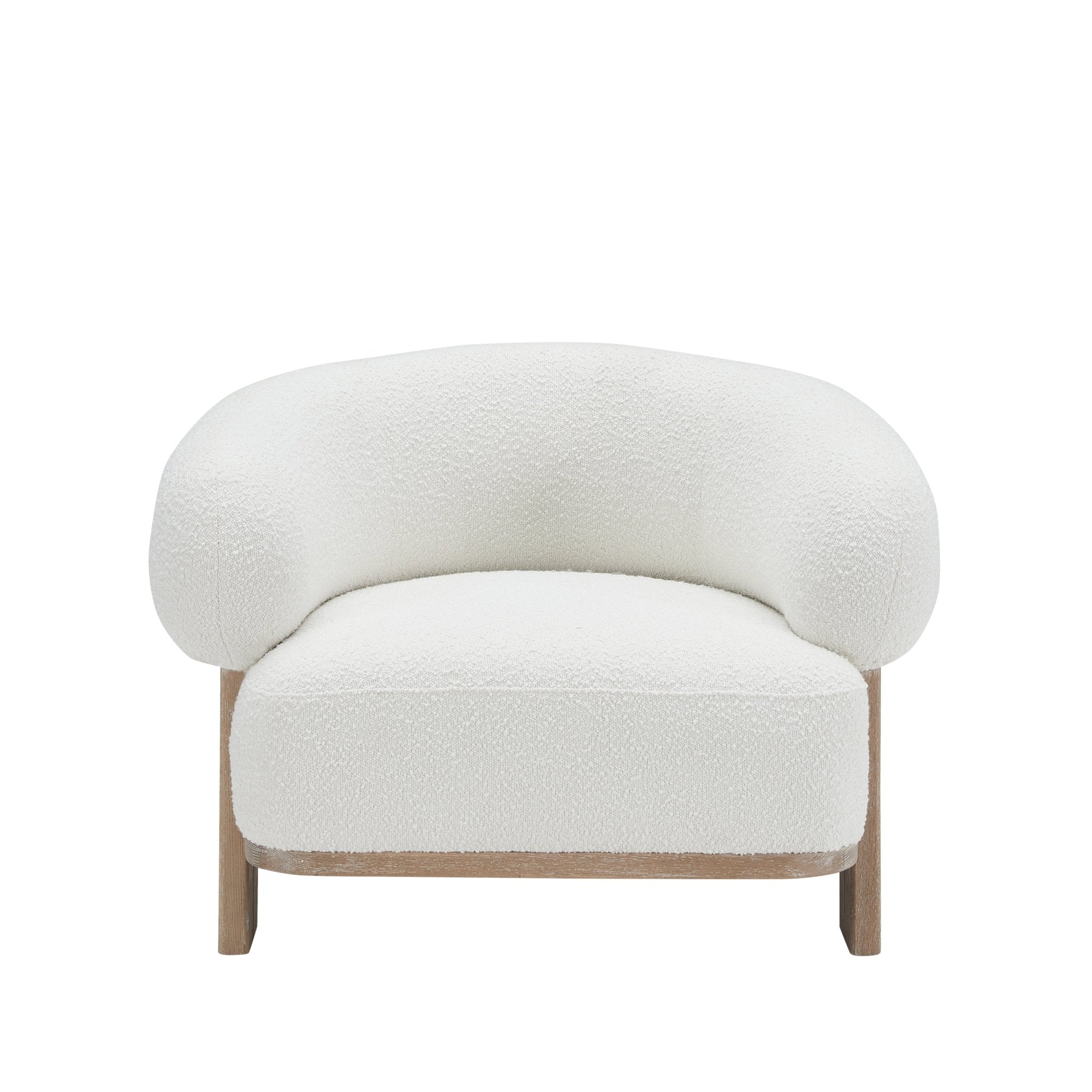 Ava Boucle Accent Chair - Solid Wood Frame Cream Neutral