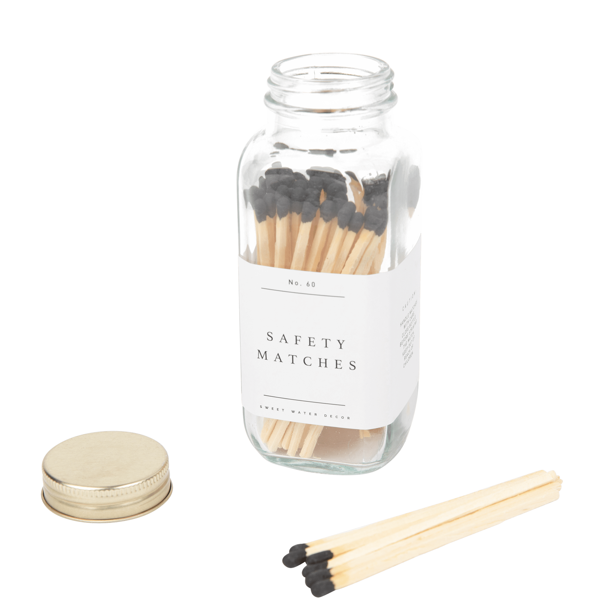 Black Tip Safety Matches - 60 Count, 3.75" White Cliff Studio Candles and Candle Accessories