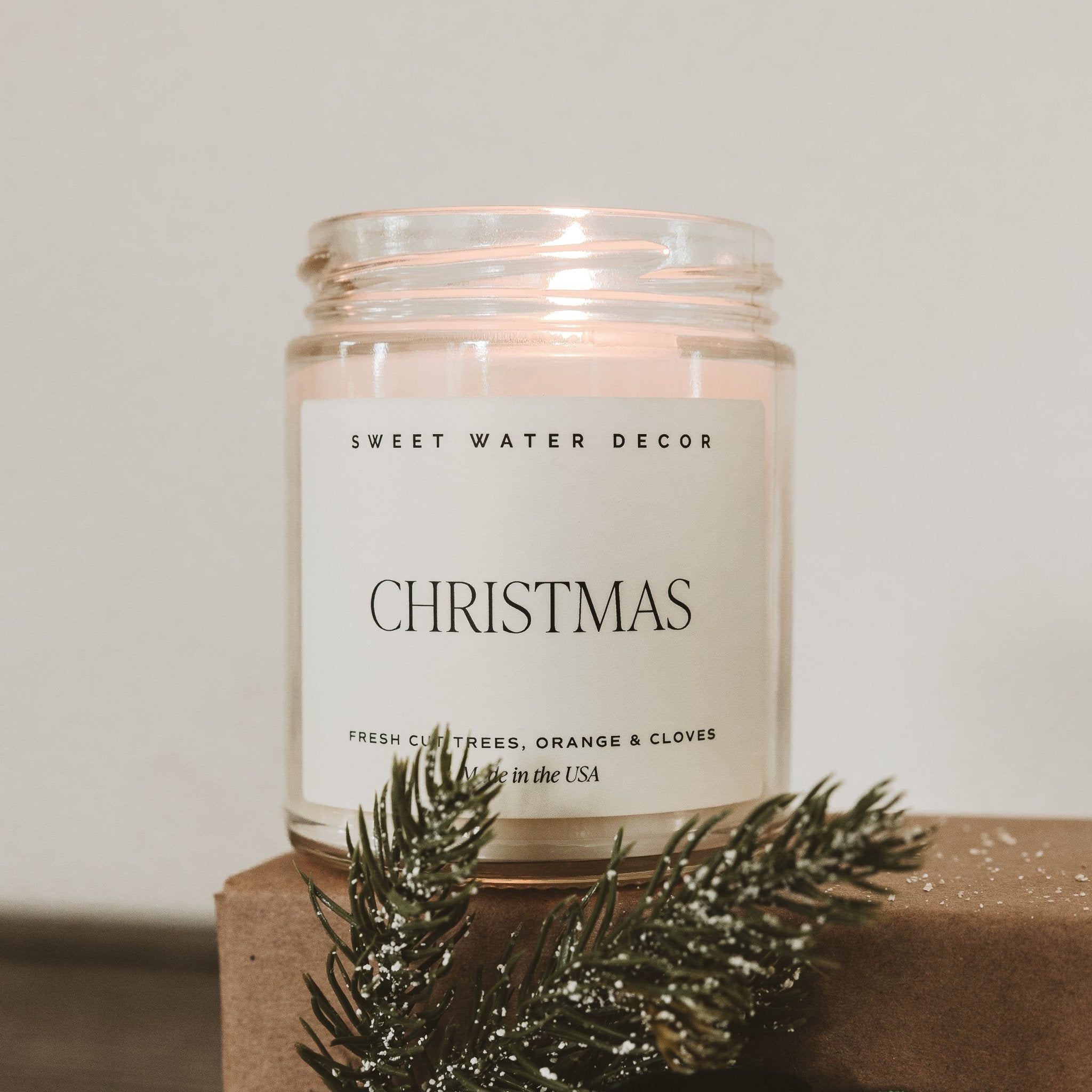 Christmas Soy Candle - Clear Jar - 9 oz White Cliff Studio Candles and Candle Accessories