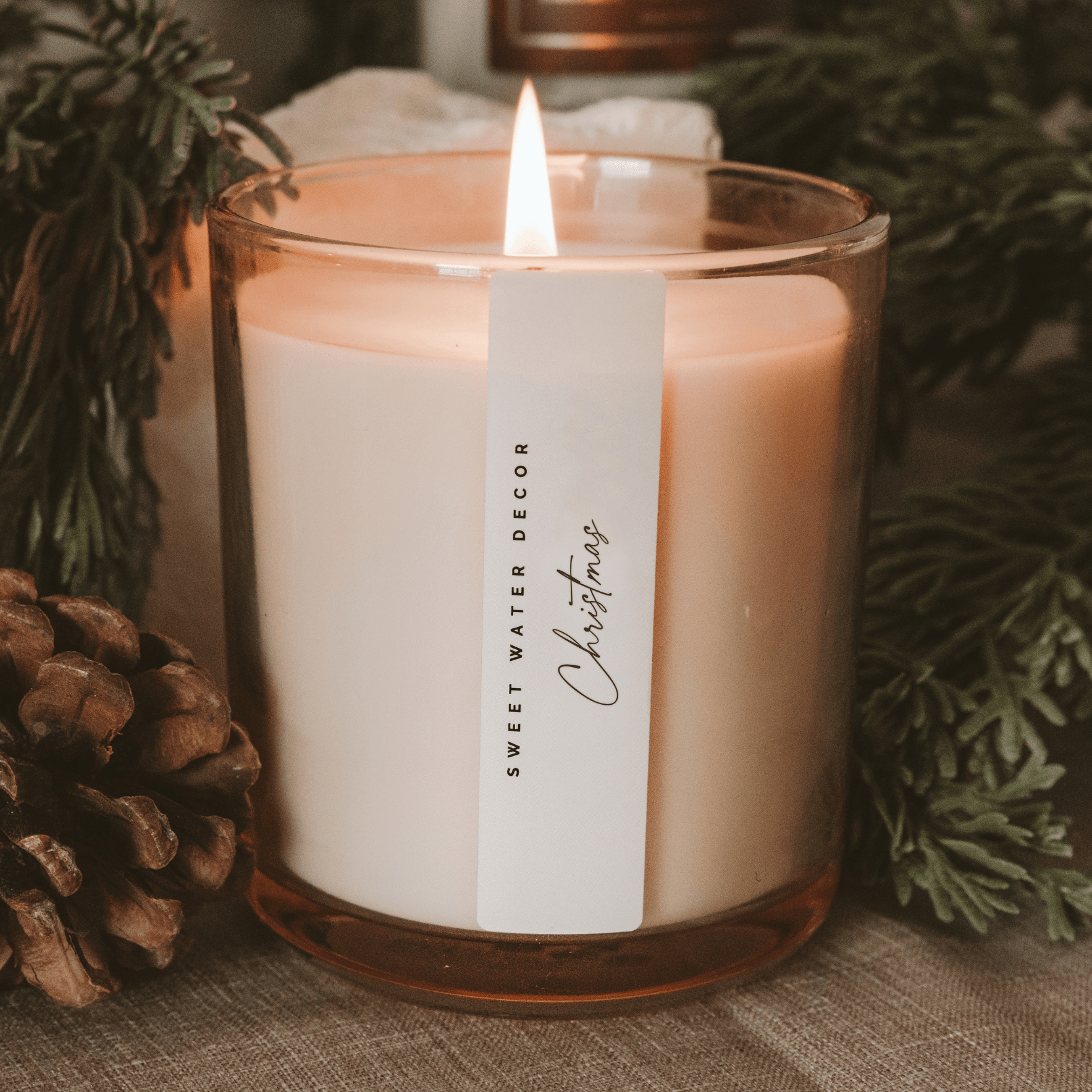 Christmas Soy Candle - Tinted Glass Jar - 12 oz White Cliff Studio Candles and Candle Accessories