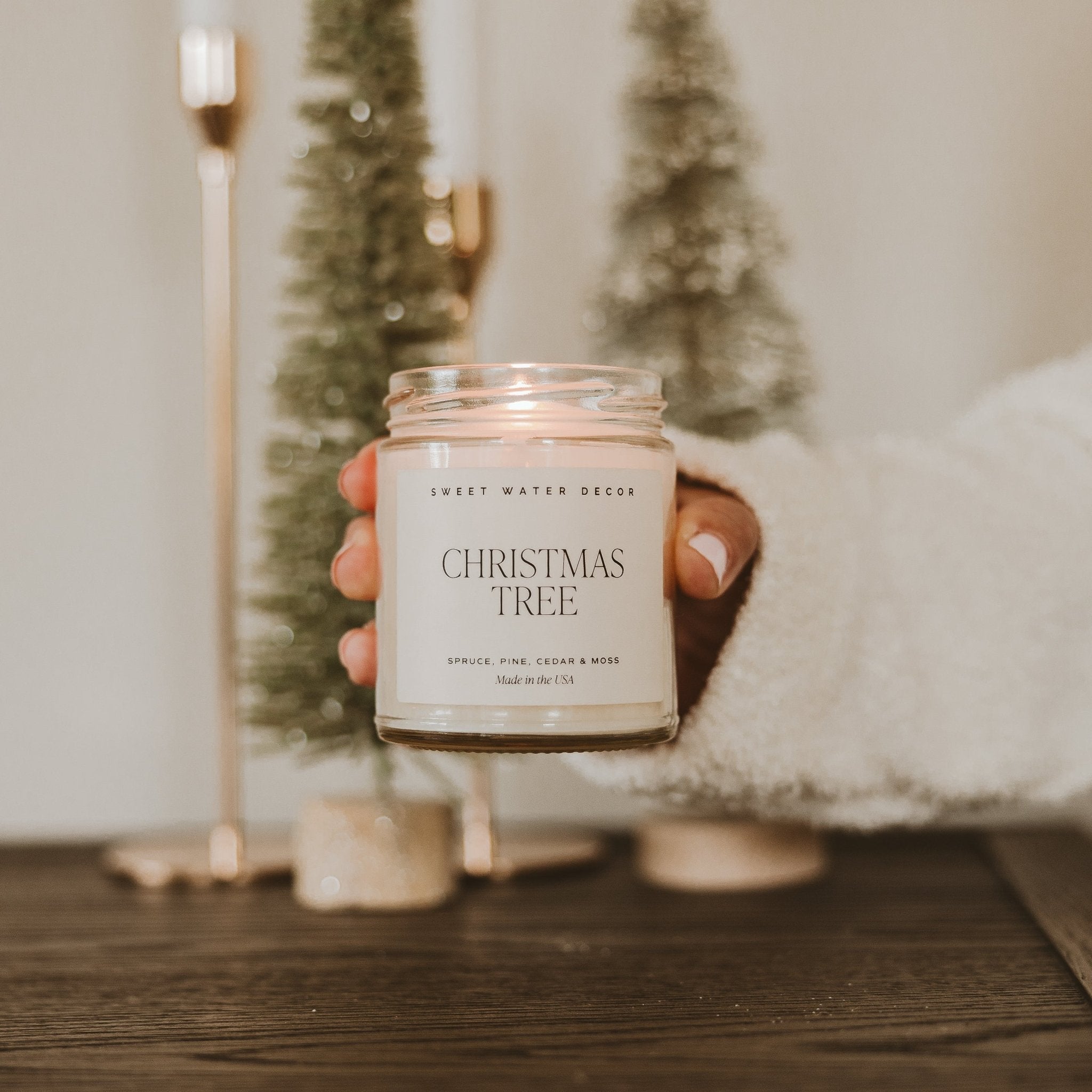Christmas Tree Soy Candle - Clear Jar - 9 oz White Cliff Studio Candles and Candle Accessories