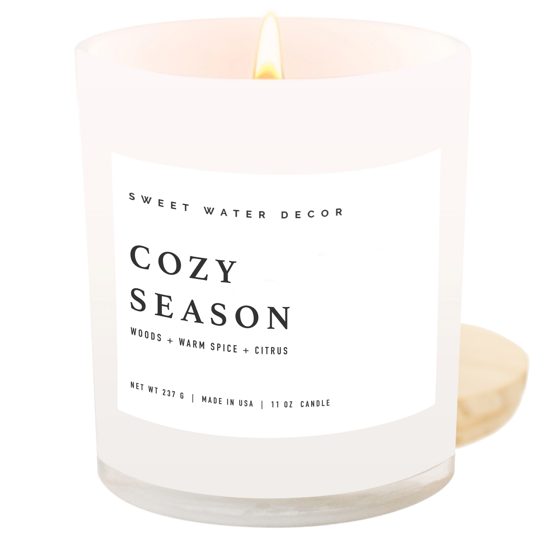 Cozy Season Soy Candle - White Jar - 11 oz White Cliff Studio Candles and Candle Accessories