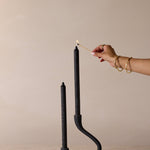 Ebony Muted Black Aluminum Candelabra - Modern Curved Taper Candle Holder White Cliff Studio Candles and Candle Accessories