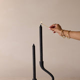 Ebony Muted Black Aluminum Candelabra - Modern Curved Taper Candle Holder White Cliff Studio Candles and Candle Accessories