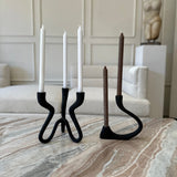 Ebony Muted Black Aluminum Candelabra - Modern Curved Taper Candle Holder White Cliff Studio Candles and Candle Accessories