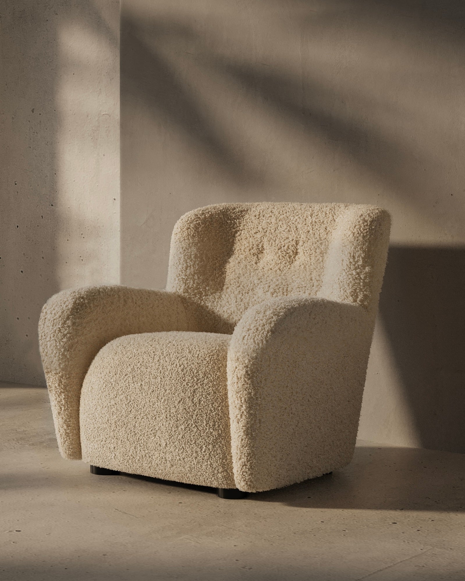 Elena Plush Teddy Accent Chair - Light Brown Cream Lounge White Cliff Studio Accent Chair