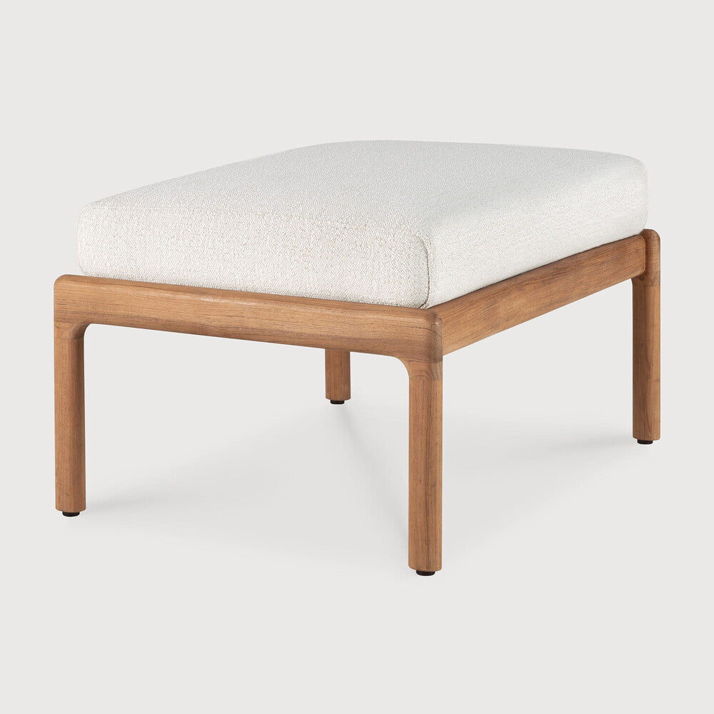 Jack Indoor / Outdoor Teak Footstool Ottoman, Off - White