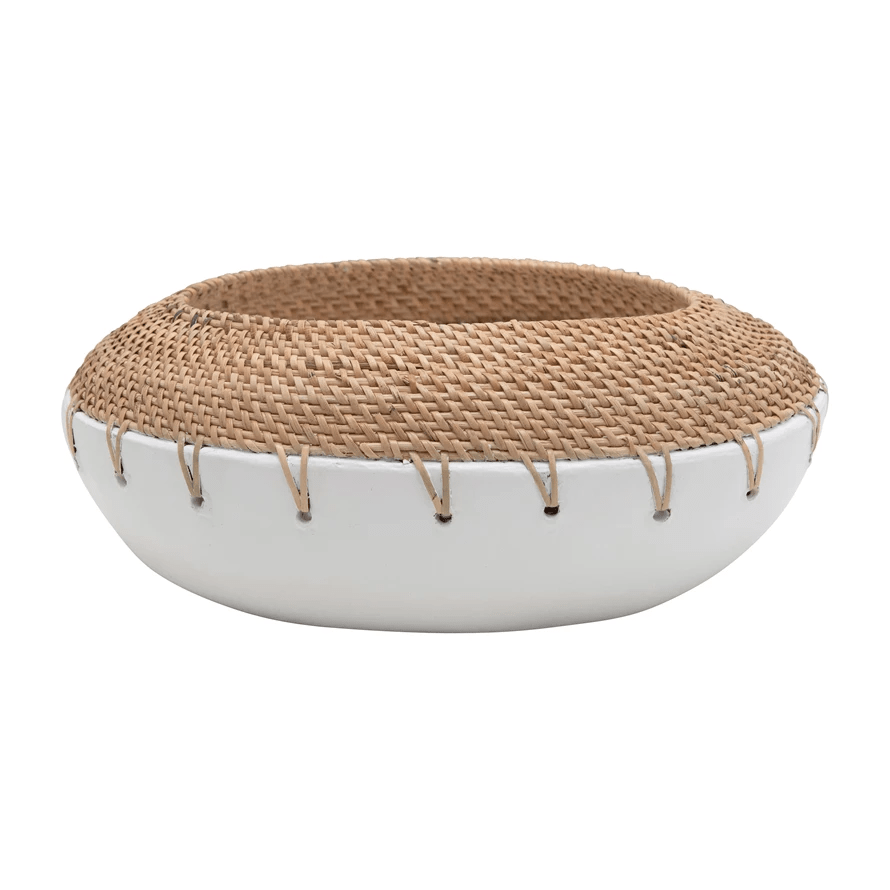 woven rattan planter Terracotta Planter with Rattan Stitching – White Cliff Studio