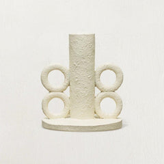 Resin Taper Candle Holder with Handles, Volcano Finish White Cliff Studio Candles and Candle Accessories