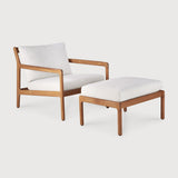 Jack Indoor / Outdoor Teak Footstool Ottoman, Off - White