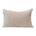 Linen Blend Lumbar Pillow w/ Frayed Edges White Cliff Studio Solid Pillows