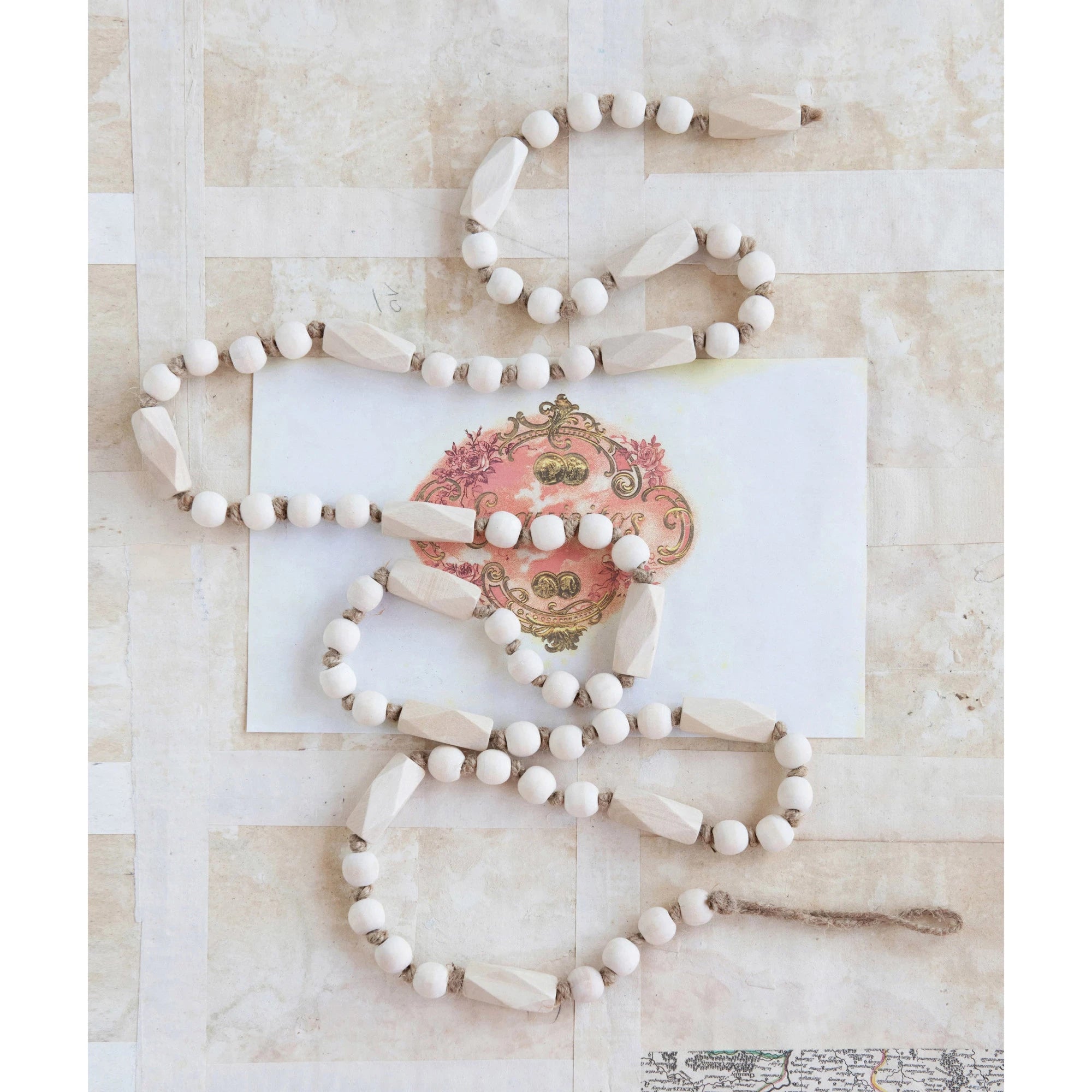 Paulowina Wood Bead Garland Decor