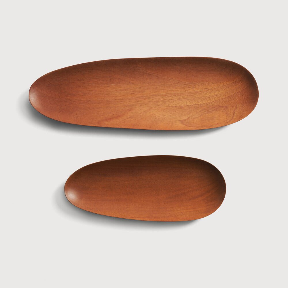 Thin Mahogany Wood Oval Boards Set White Cliff Studio Bowls and Trays