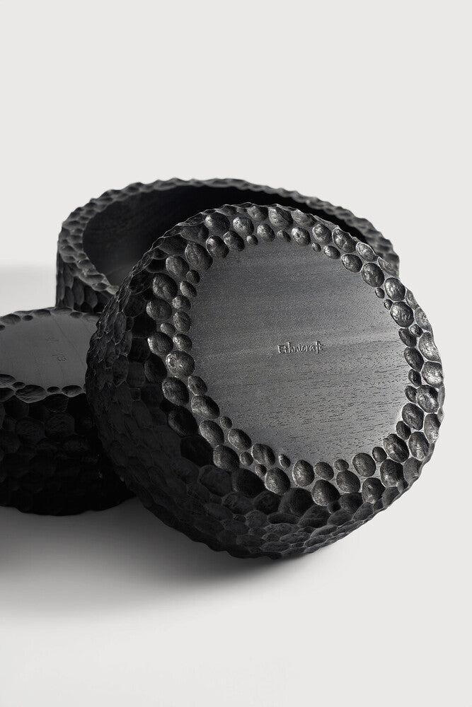 Mahogany Chopped Display Bowl Set in Black White Cliff Studio Bowls and Trays