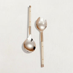 Stainless with Ivory Inlay Serving Utensil Set White Cliff Studio Utensils