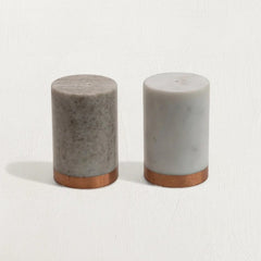 Marble Salt & Pepper Shakers with Copper Base, Set of 2 White Cliff Studio Kitchen Tools