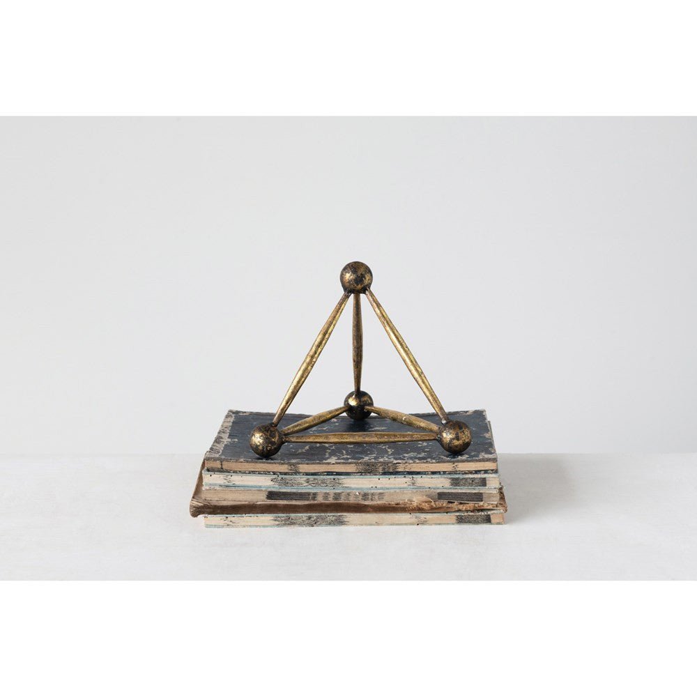 Metal Obelisk Sculpture Decor, Antique Brass White Cliff Studio Decorative Objects