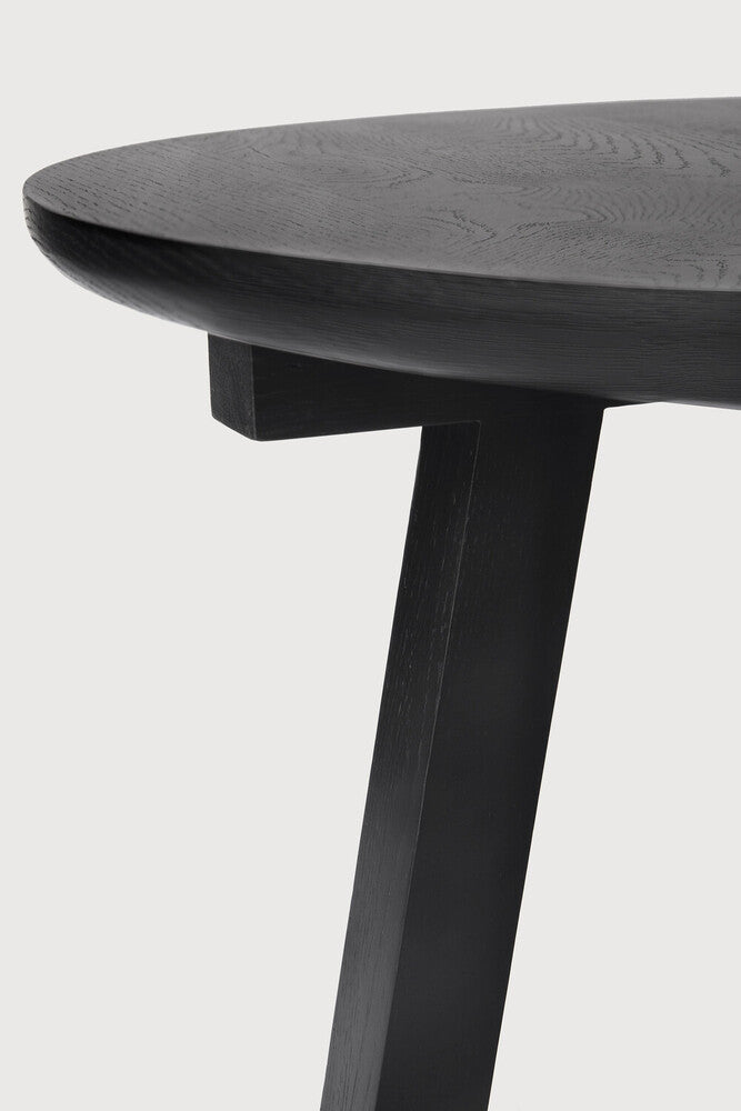 Tripod Small Round Side Table, Black Oak